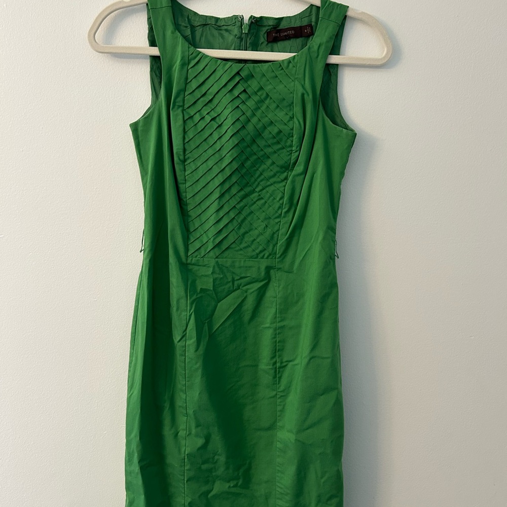 Th Limited Green Pleated Mini Dress